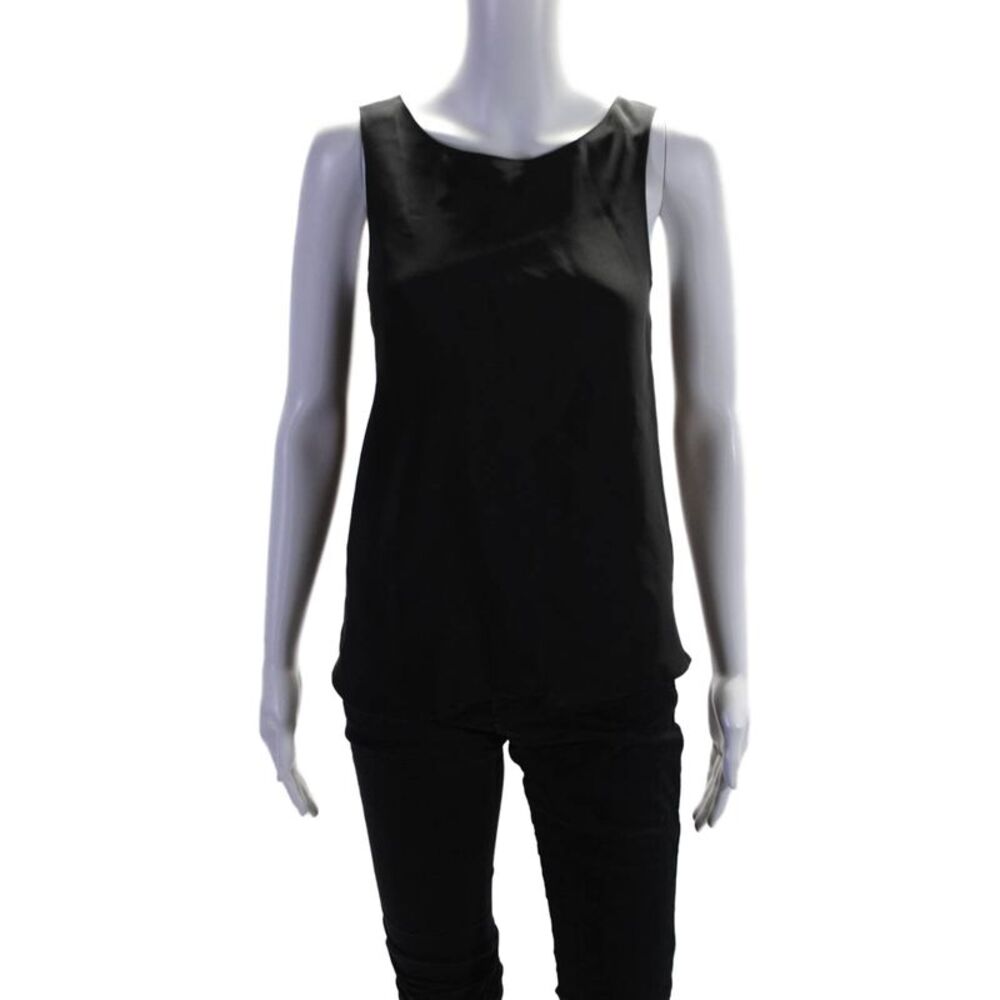 Designer Women's Scoop Neck Sleeveless Open Back Tank Top Black Size S